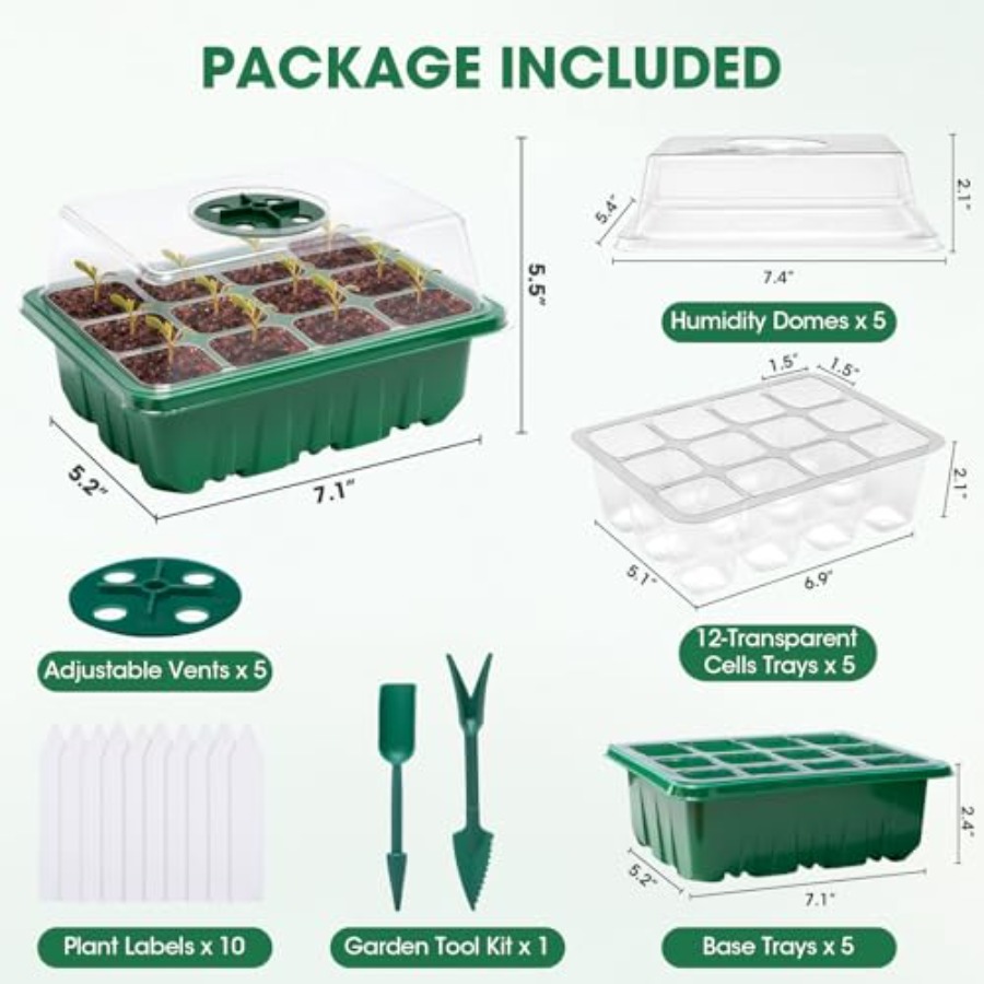 5 Packs Seed Starter Tray with - Humidity Dome Kit ulasan dan harga